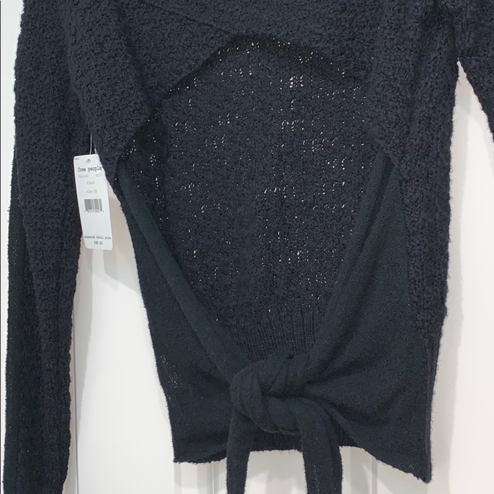 Free People Bow Back Pullover Black XS NWT - Picture 8 of 10
